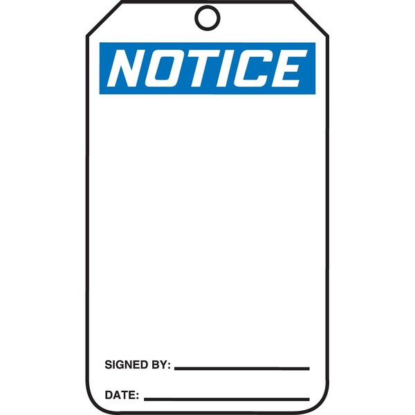 Accuform Notice Tag, Blank, 5-3/4"Hx3-1/4"W, PK25 MNT101PTP - main
